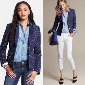 Banana Republic Polka Dot Navy Blue Blazer 6